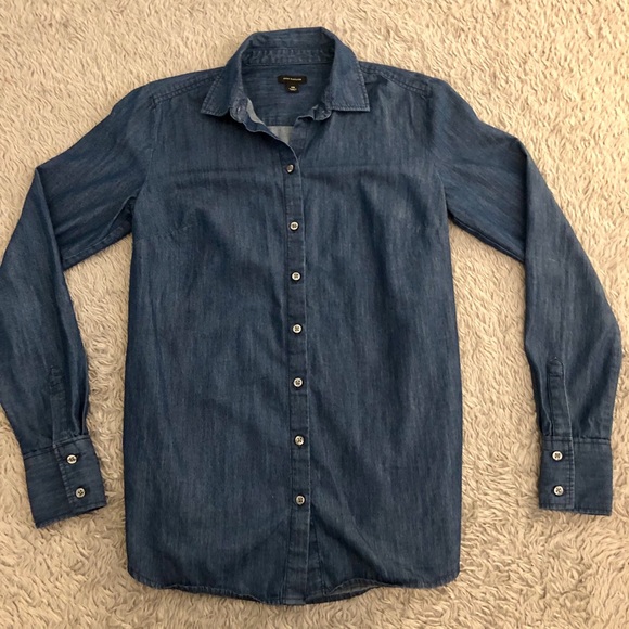 XS Ann Taylor Navy Denim Button Up - Picture 3 of 4